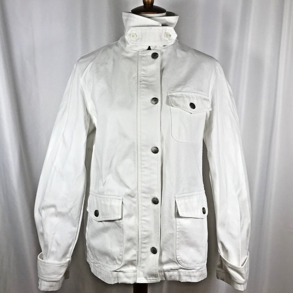 Chaps Denim Jacket L Snap Front LS 3 Pocket Mock